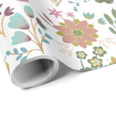 Papier Cadeau Fleurs colorées Motif (Coin rond)