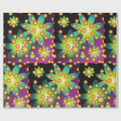 Papier Cadeau Fleurs colorées rétro (Plat)