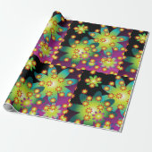 Papier Cadeau Fleurs colorées rétro (Déroulé)