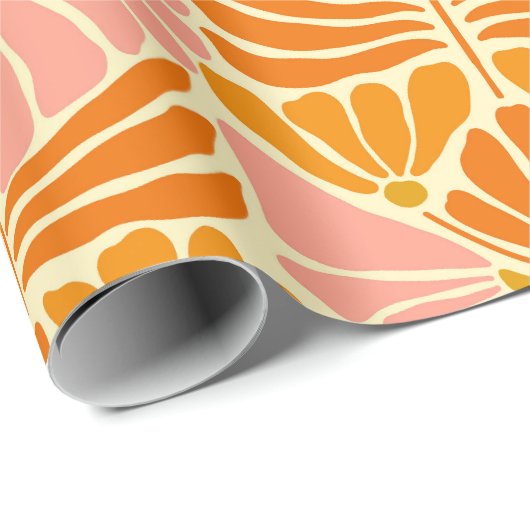 Papier Cadeau Fleurs colorées rétro (Coin rond)