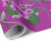 Papier Cadeau Fleurs colorées sur Arrière - plan violet (Coin rond)