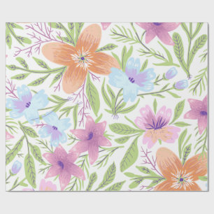 Papier Cadeau Fleurs Colorful Nature Élégant Vintage