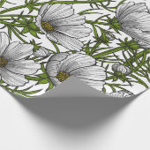 Papier Cadeau Fleurs cosmos blanches (Coin)