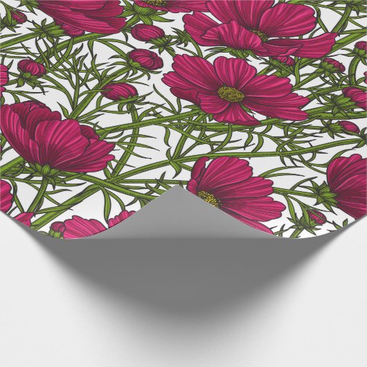 Papier Cadeau Fleurs Cosmos roses (Coin)