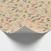 Papier Cadeau Fleurs Crème Beige Élégant (Coin)