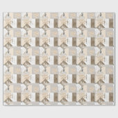 Papier Cadeau Fleurs crème sur fond blanc (Plat)