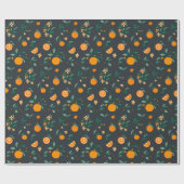 Papier Cadeau Fleurs d'agrumes Oranges et feuillage (Plat)