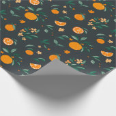 Papier Cadeau Fleurs d'agrumes Oranges et feuillage (Coin)