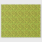 Papier Cadeau Fleurs dahlia en jaune et chocolat (Plat)