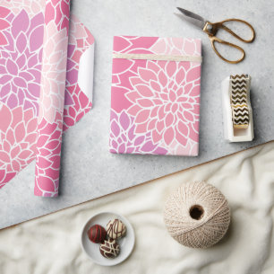 Papier Cadeau Fleurs Dahlia, Motif De Fleurs, Dahlia Rose