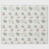 Papier Cadeau Fleurs d'alpaga animal de lama mignonne (Plat)