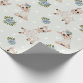 Papier Cadeau Fleurs d'alpaga animal de lama mignonne (Coin)