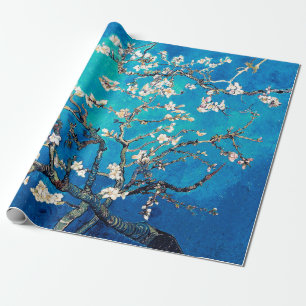 Papier Cadeau Fleurs d'amandier de Vincent Van Gogh Turquoise Cl