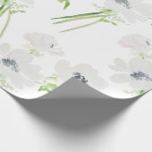 Papier Cadeau Fleurs d'anémone blanc à l'aquarelle (Coin)