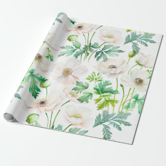 Papier Cadeau Fleurs d'anémones blanches à la crème