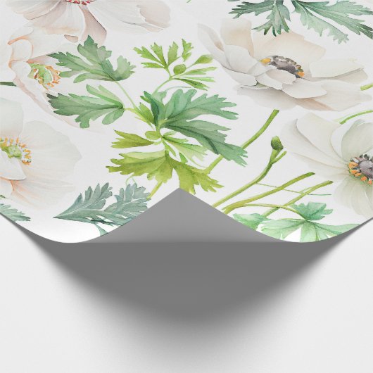 Papier Cadeau Fleurs d'anémones blanches à la crème (Coin)