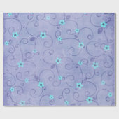 Papier Cadeau Fleurs d'Aqua sur violet (Plat)