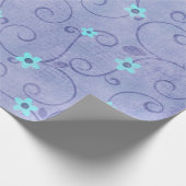 Papier Cadeau Fleurs d'Aqua sur violet (Coin)