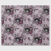 Papier Cadeau Fleurs d'aquarelle bordeaux. (Plat)