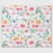 Papier Cadeau Fleurs d'aquarelle et feuilles (Plat)