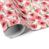 Papier Cadeau Fleurs d'aquarelle : ikat de pavot. (Coin rond)