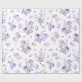 Papier Cadeau Fleurs d'aquarelle violette délicates (Plat)