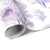 Papier Cadeau Fleurs d'aquarelle violette délicates (Coin rond)