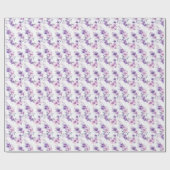 Papier Cadeau Fleurs d'aquarelle violette sur blanc (Plat)
