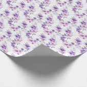 Papier Cadeau Fleurs d'aquarelle violette sur blanc (Coin)