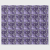 Papier Cadeau Fleurs d'argent sur le violet et le noir (Plat)