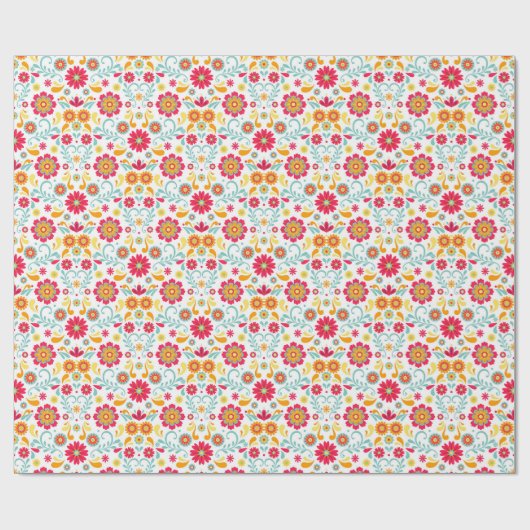 Papier Cadeau Fleurs d'art folklorique Envelopper le papier (Plat)