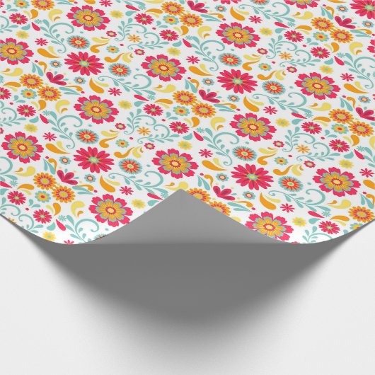 Papier Cadeau Fleurs d'art folklorique Envelopper le papier (Coin)