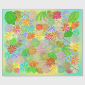 PAPIER CADEAU FLEURS D'ASTER & CONE & COULEUR D'EAU TROPICALE FE (Plat)