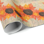 Papier Cadeau Fleurs d'automne (Coin rond)