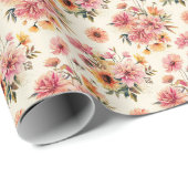 Papier Cadeau Fleurs d'automne (Coin rond)