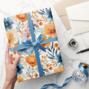 Papier Cadeau Fleurs d'automne Aquarelle Joli Cadeau d'anniversa