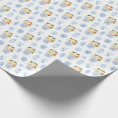 Papier Cadeau Fleurs D'Automne De Dame Intemporelles Bleu Blanc  (Coin)