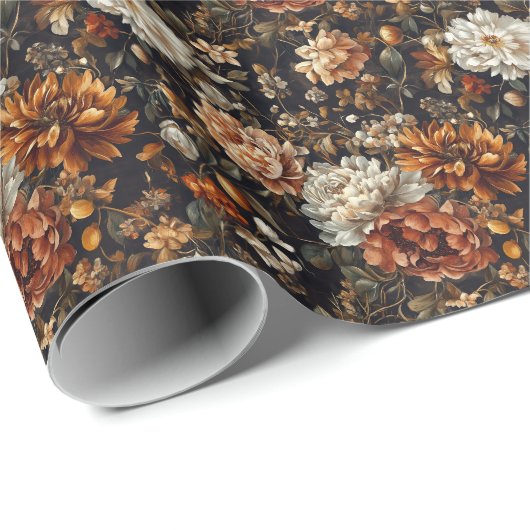 Papier Cadeau Fleurs d'automne élégantes Botaniques d'automne (Coin rond)