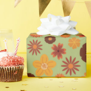 Papier Cadeau Fleurs d'automne rustiques Sable automne Anniversa