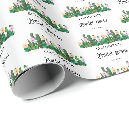 Papier Cadeau Fleurs de cactus Fiesta de mariage (Coin rond)