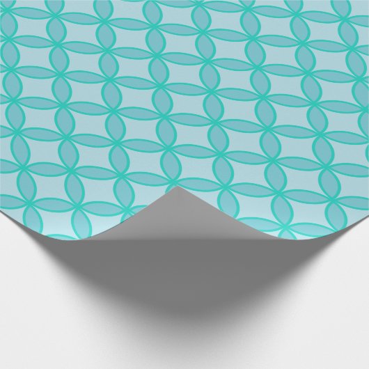 Papier Cadeau Fleurs de cercle bleu pâle et vert clair (Coin)