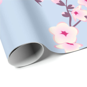 Papier Cadeau Fleurs de cerisier Floral Rose Ciel Bleu