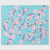Papier Cadeau Fleurs de cerisier Motif Ciel rose bleu (Plat)