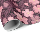 Papier Cadeau fleurs de cerisier papier d'emballage (Coin rond)