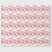 Papier Cadeau Fleurs de cerisier rose aquarelle Sakura Asie (Plat)