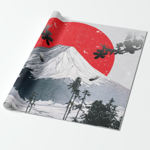 Papier Cadeau Fleurs de cerisiers Mont Fuji Japon