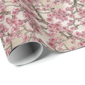 Papier Cadeau Fleurs de cerisiers roses asiatiques (Coin rond)