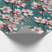 Papier Cadeau Fleurs de cerisiers roses sur un Arrière - plan Tu (Coin)