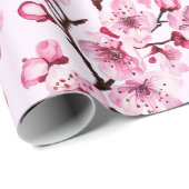 Papier Cadeau Fleurs de cerisiers sur les branches (Coin rond)