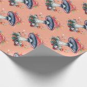 Papier Cadeau Fleurs de champignon Bois Planche colorée (Coin)